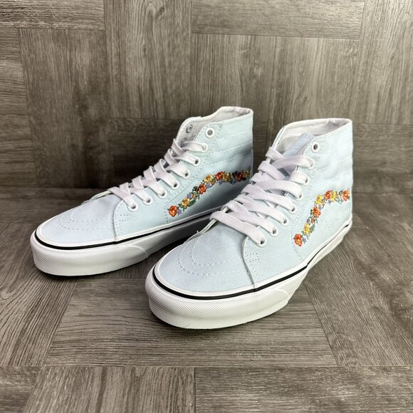 Vans Sk8-Hi Women's size 7 Light Blue Floral Print Skate Shoes - Picture 3 of 8